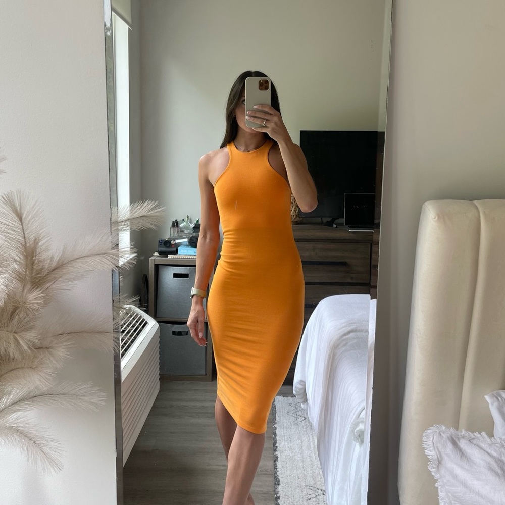 Zara Bodycon Orange Midi Dress